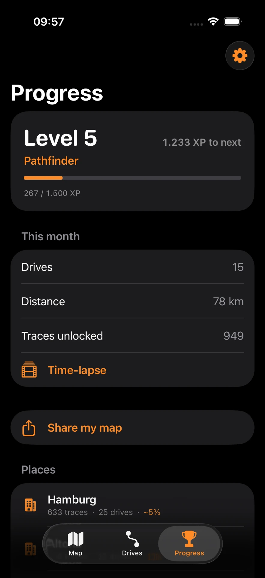 Untraced app screen: Badges & progress