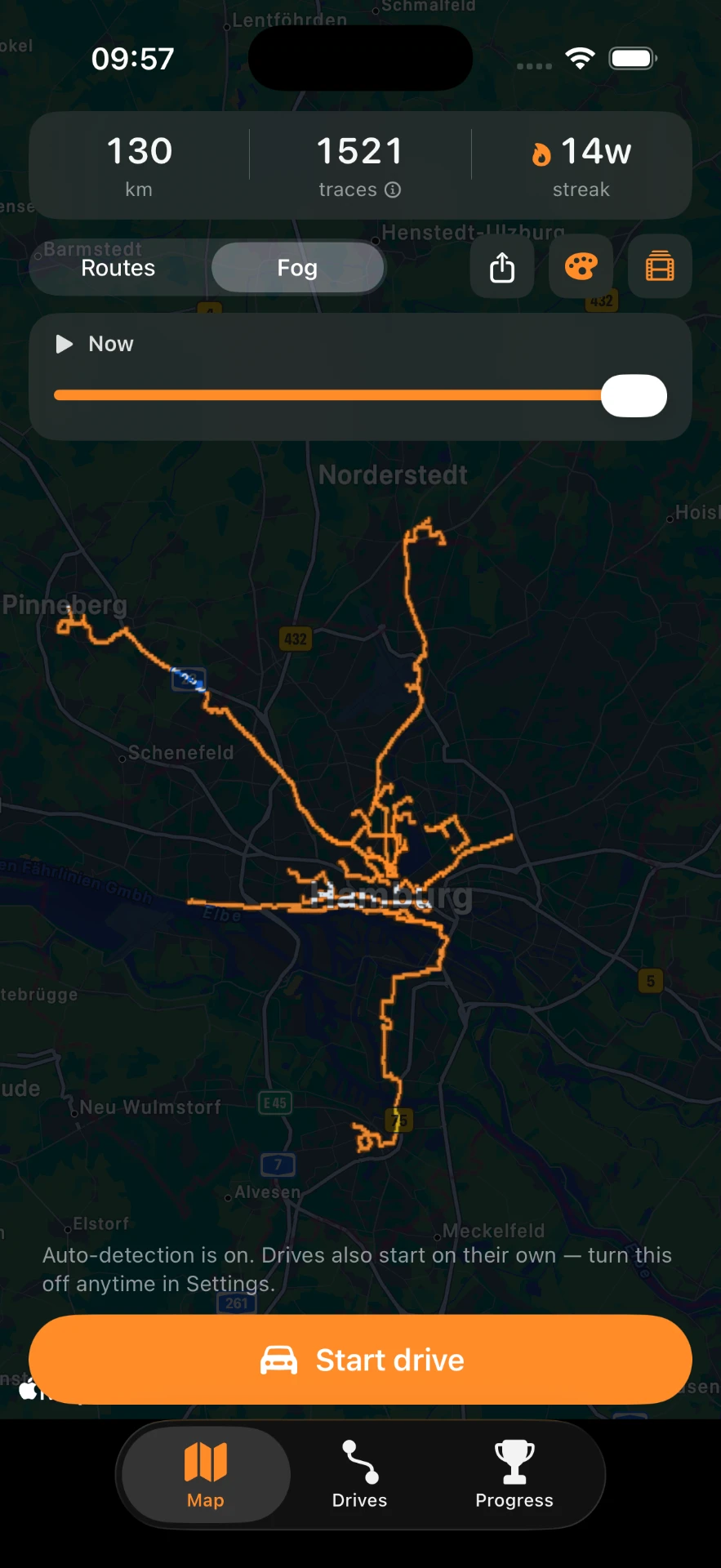 Untraced app screen: Home map view